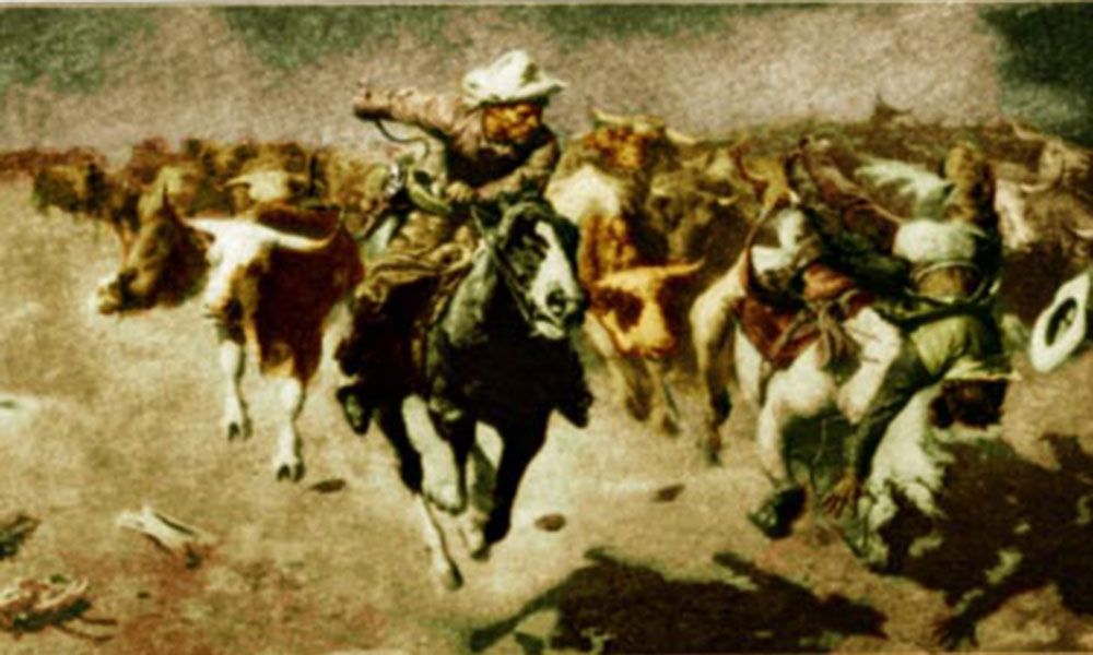 stampede by W.R. Leigh, 1915 True West