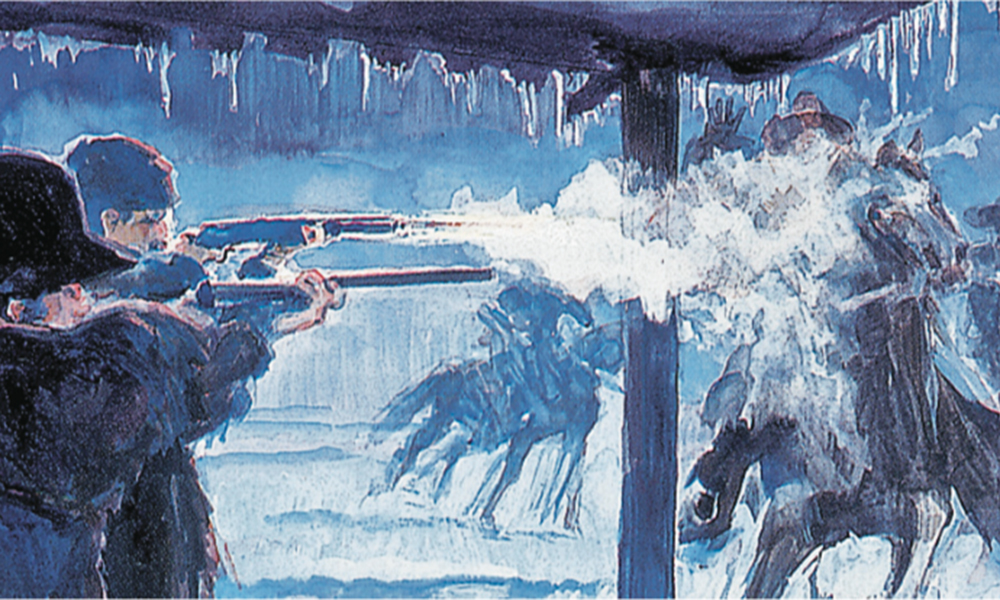 snowstorm ambush painting by bob boze bell