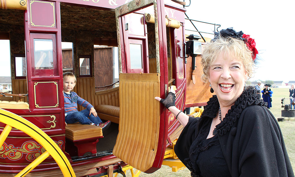 kid authentic stagecoach ride old west reenactor christmas old fort concho texas