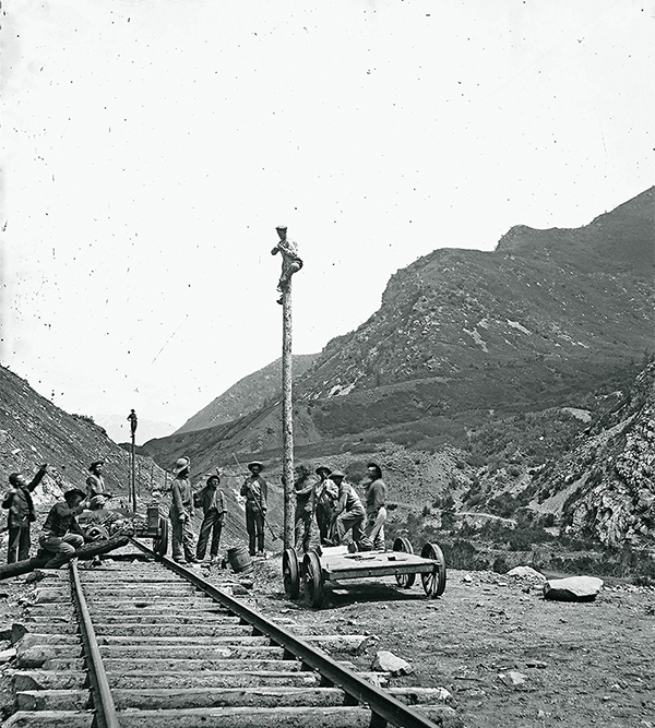 telegraph corps working train transcontinental railroad true west magazine