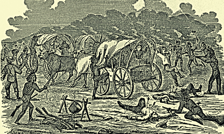 wagon train attacked by indians illustration true west magazine