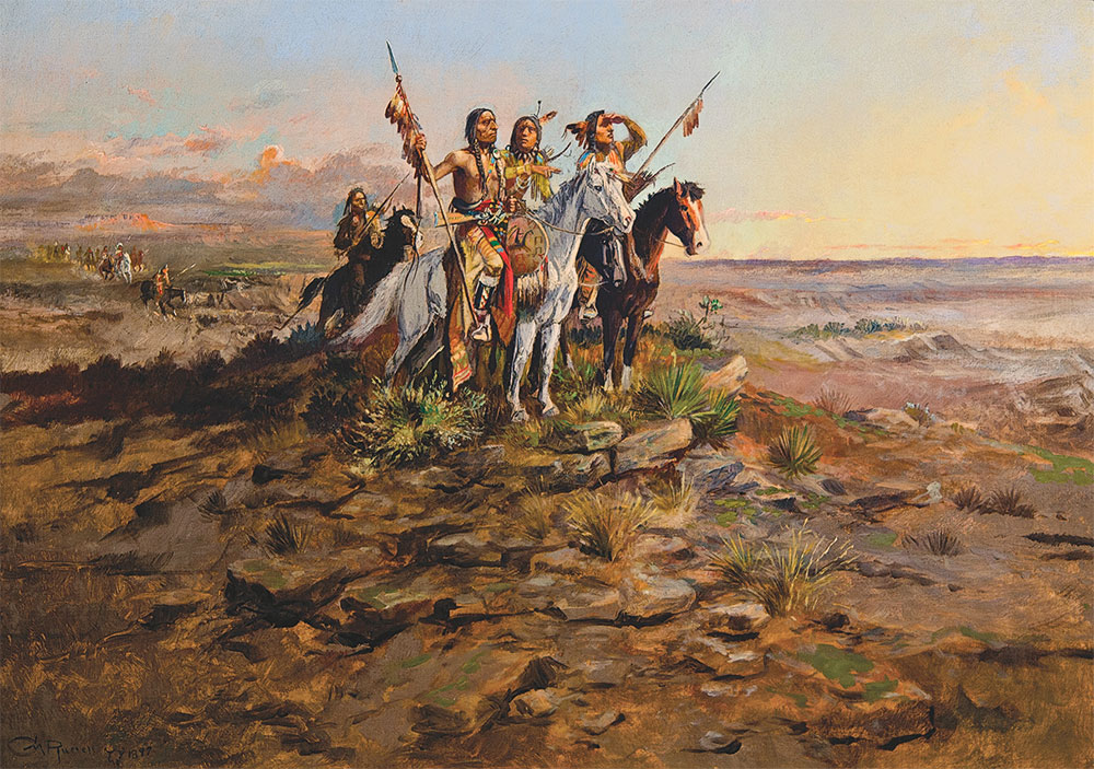 approach of the white men oil painting true west magazine