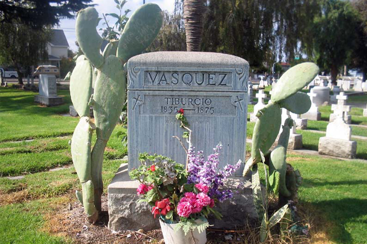 At Odds with Society The grave of Tiburcio Vasquez is a bit off-kilter.