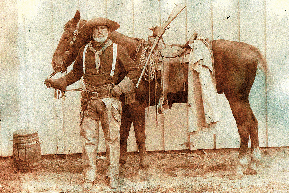 Original photograph of Texas Ranger Taking Aim While on his Horse - circa  1880